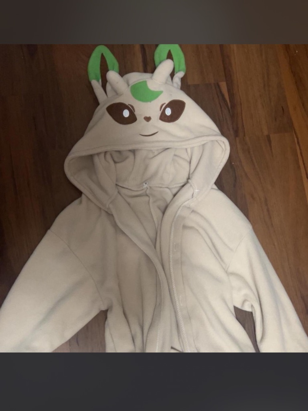 Pokemon Cream and Green Hooded Plush Jacket